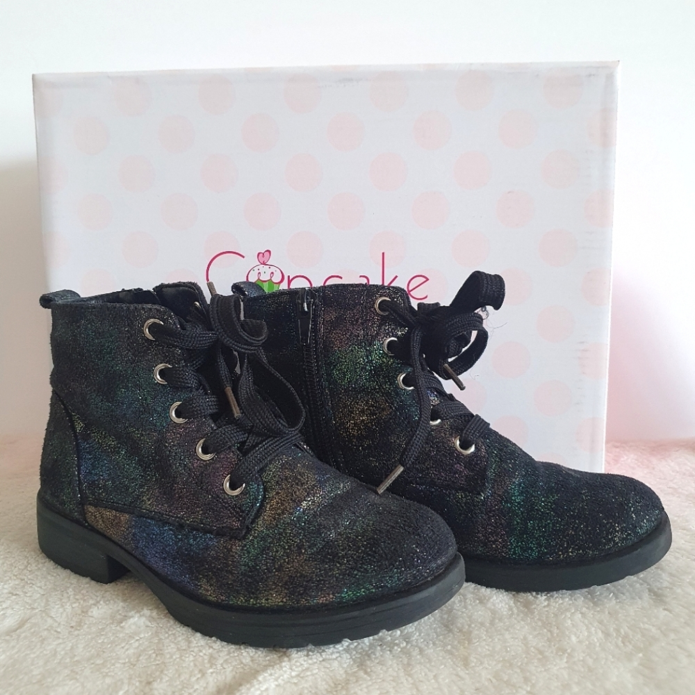 Cupcake Couture Black Multicolor Boots Girl's Sz 13